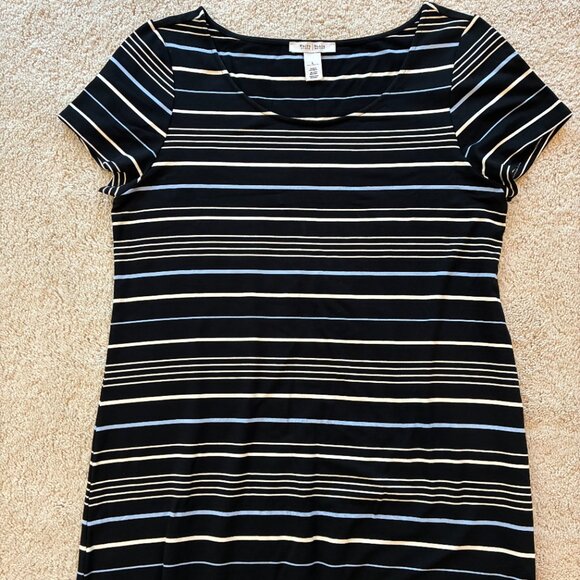 White House Black Market Striped T-shirt Jersey Maxi Dress Women's Size Large - Picture 4 of 13